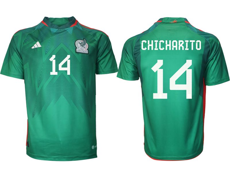Men 2022 World Cup National Team Mexico home aaa version green #14 Soccer Jerseys